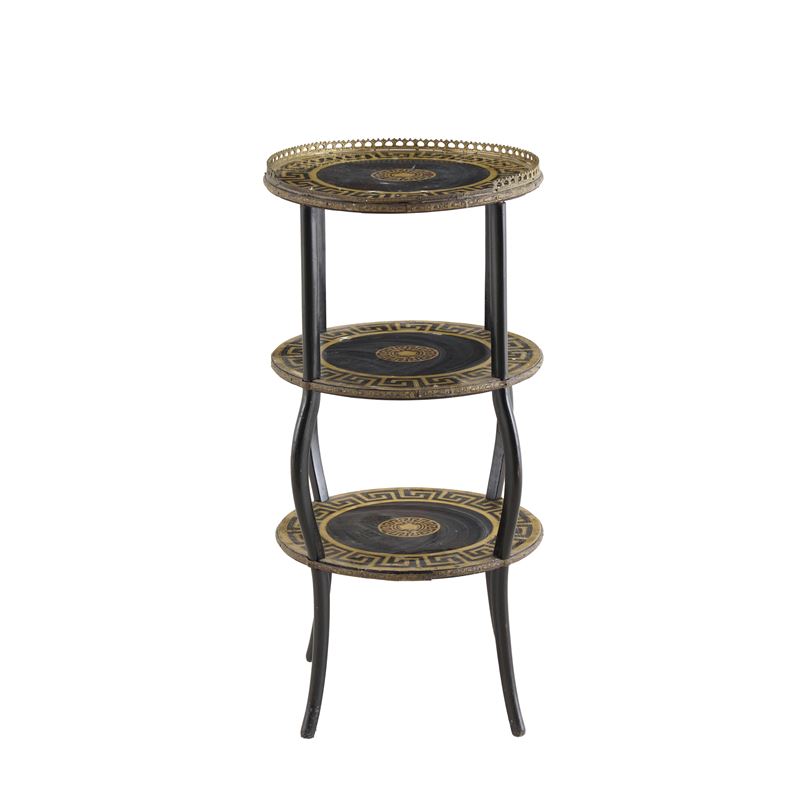 Gueridon a tre ripiani in legno intarsiato in ottone. XIX-XX secolo  - Auction Antique - Cambi Casa d'Aste