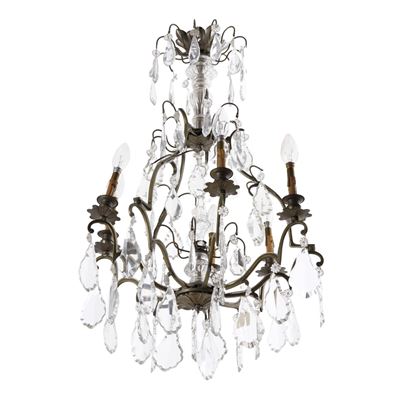 Lampadario in Bronzo e Cristalli a Otto Bracci. XIX Secolo