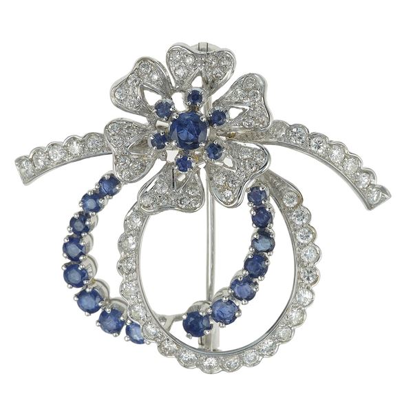 Diamond and sapphire brooch
