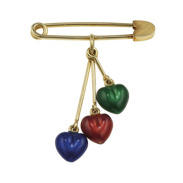 Enamel and gold brooch