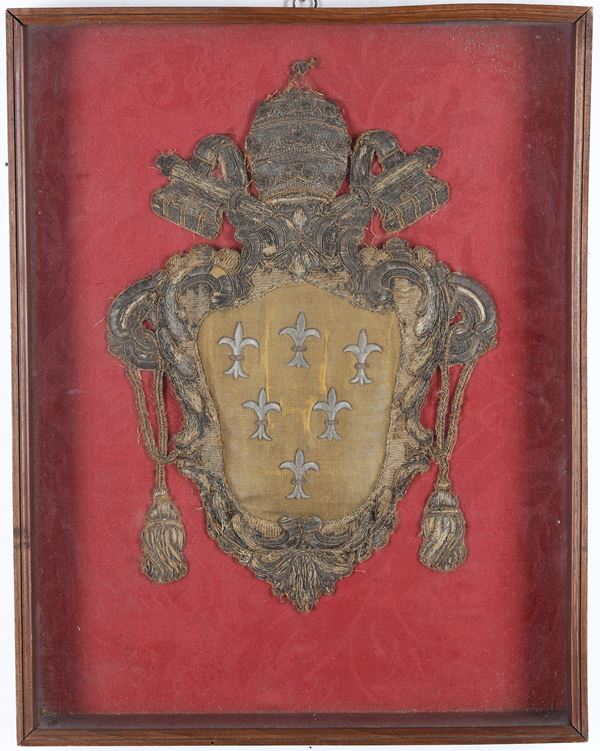 Teca contenente Stemma Farnese inizio XIX secolo cm 40x27