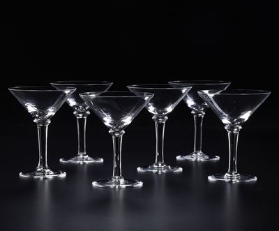 Sei Bicchieri da Martini. Murano, Manifattura di Carlo Moretti, Seconda Metà del XX Secolo.