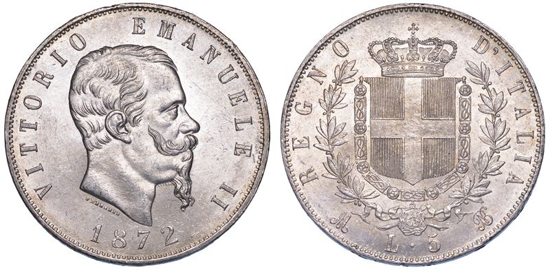 REGNO D’ITALIA. VITTORIO EMANUELE II DI SAVOIA, 1861-1878. 5 Lire 1872. Milano.  - Asta Numismatica - Cambi Casa d'Aste
