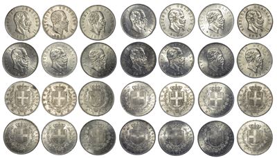 Regno D’italia. Vittorio Emanuele II di Savoia, 1861-1878. Lotto di Quattordici Monete.
