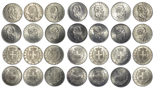 REGNO D’ITALIA. VITTORIO EMANUELE II DI SAVOIA, 1861-1878. Lotto di quattordici monete.