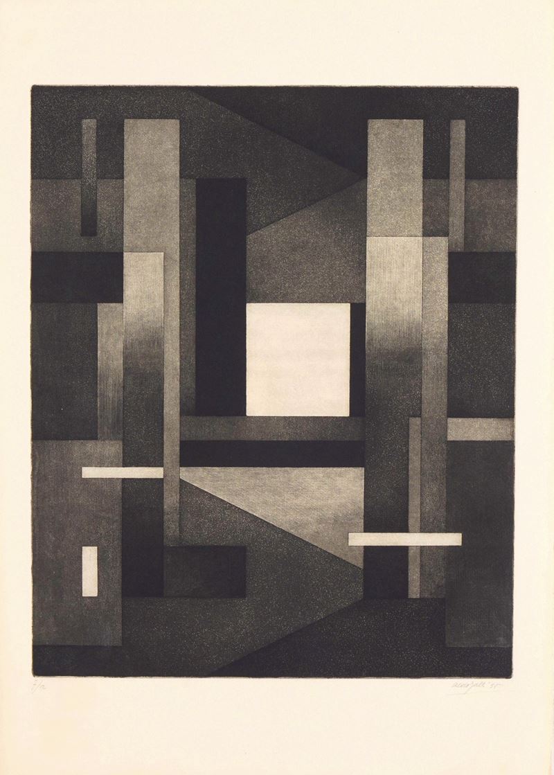 Aldo Galli : Senza titolo  (1955)  - acquaforte - Auction From the 19th century to contemporary art - Cambi Casa d'Aste