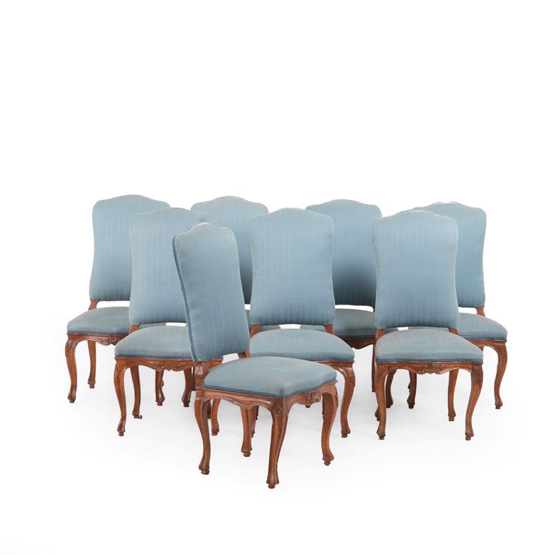 Gruppo di otto sedie in stile barocchetto  - Auction Antiques - Cambi Casa d'Aste