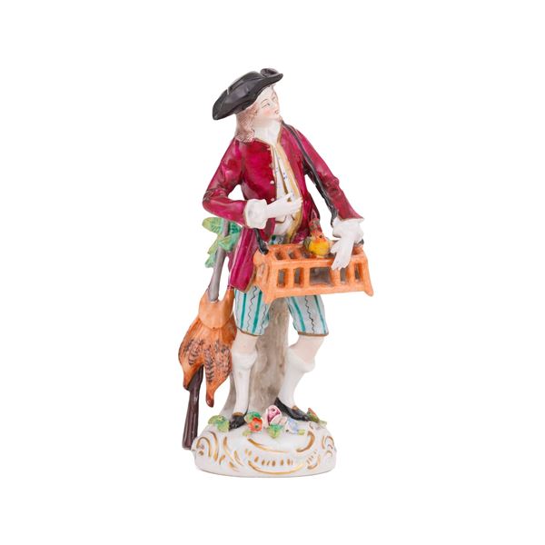 Figurina di cacciatore.<BR>Germania, Turingia, Manifattura di Sitzendorf, XX secolo.