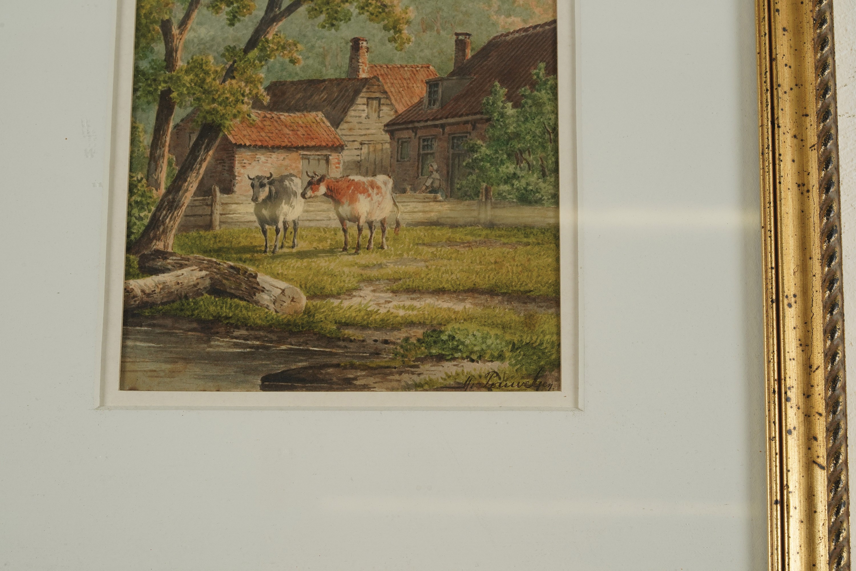 Coppia di Stampe con Paesaggi a Colori