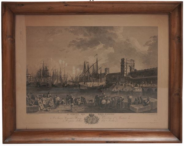 Jacob Philipp Hackert (1737-1807) Prima veduta del porto di Ancona coll'Arco di Traiano, 1784