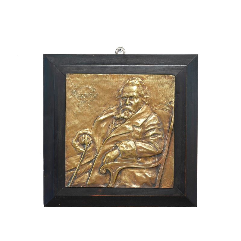 Rilievo in bronzo raffigurante Giosuè Carducci  - Auction Antiques - Cambi Casa d'Aste