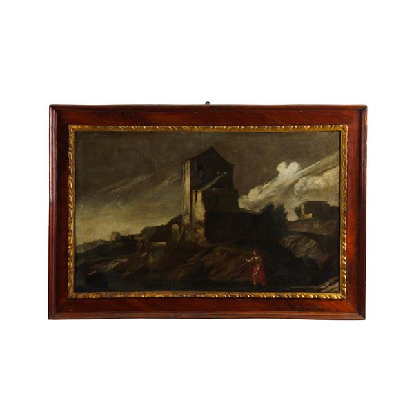 Paesaggio con casolare e figure