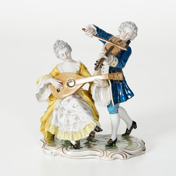 Gruppo con coppia di musicanti. Probabilmente Doccia, Manifattura Richard Ginori, XX secolo.
