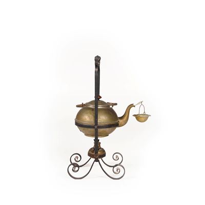 Samovar in Bronzo con Struttura in Ferro Battuto