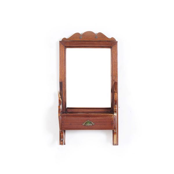 Mensolina in legno con specchio. XIX-XX secolo