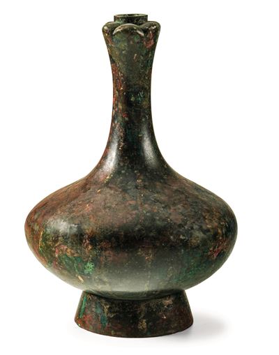 Vaso in Bronzo a Bulbo con Ossidazioni, Cina, Dinastia Ming (1368 - 1644)