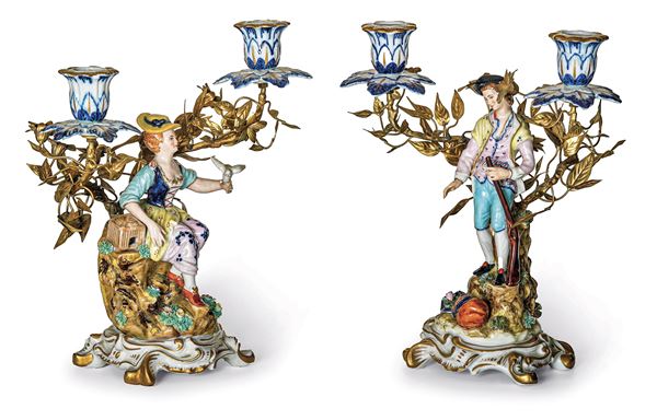 Coppia di candelabri Firenze, Giulia Mangani, metà del XX secolo 