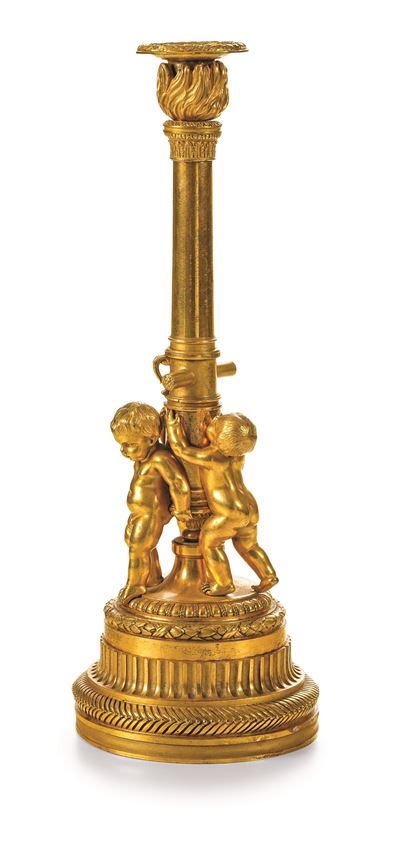 Candeliere in Bronzo Dorato. XX Secolo