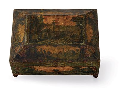 Scatola in Legno Laccato e Decorato Ad Arte Povera. Veneto, XVIII Secolo