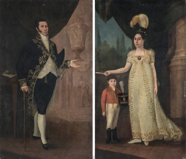 Scuola dell'inizio del XIX secolo Ritratti di coniugi