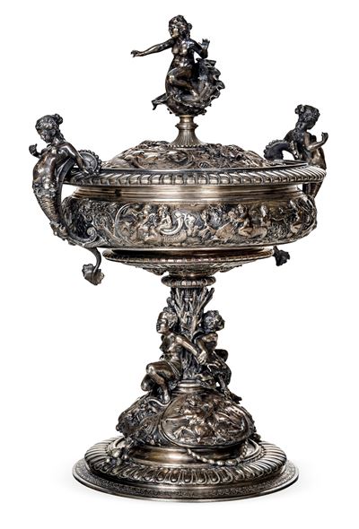 Importante Coppa Allegorica Raffigurante la Nascita di Venere. Maestro Orafo Luigi Gagliardi, Rom...