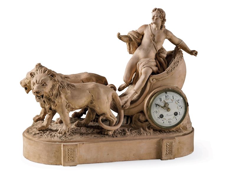 Pendola da tavolo in terracotta. XIX-XX secolo  - Auction Six Centuries of Arts and Furnitures - III - Cambi Casa d'Aste