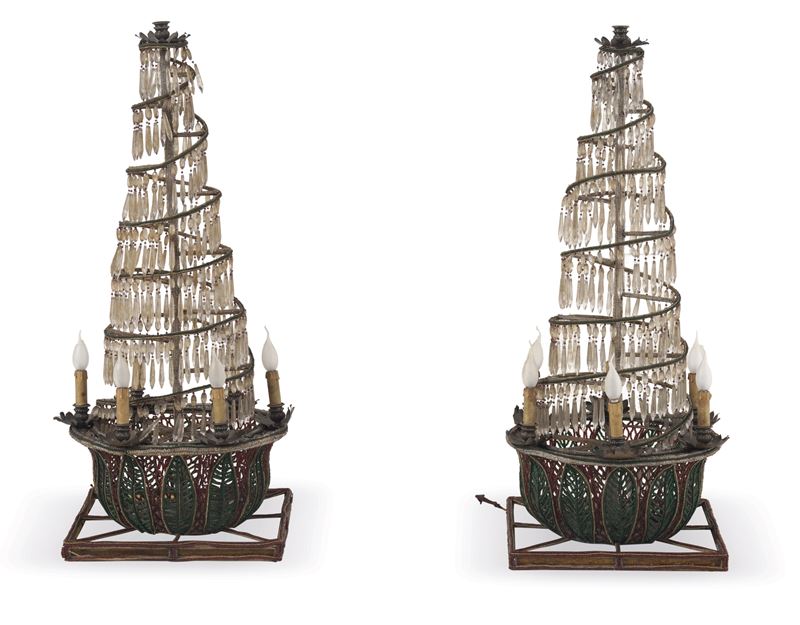 Coppia di girandoles a sette luci. XIX-XX  secolo  - Auction Six Centuries of Arts and Furnitures - III - Cambi Casa d'Aste