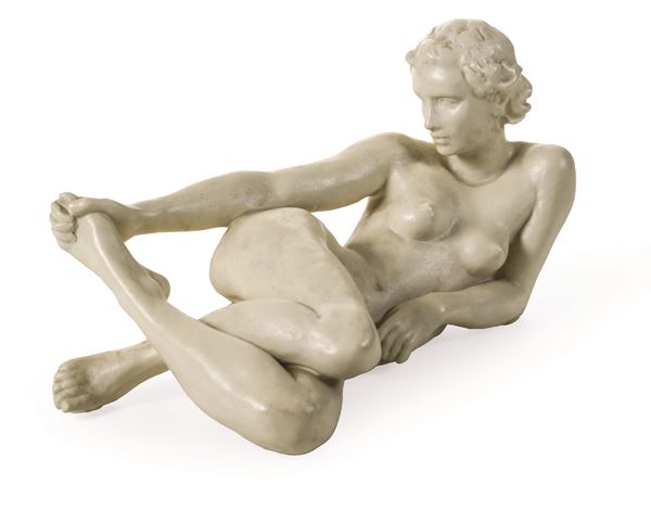 Scultura di nudo femminile Germania, Manifattura Rosenthal, 1937 Modello di Fritz Klimsch (1870-1960) 