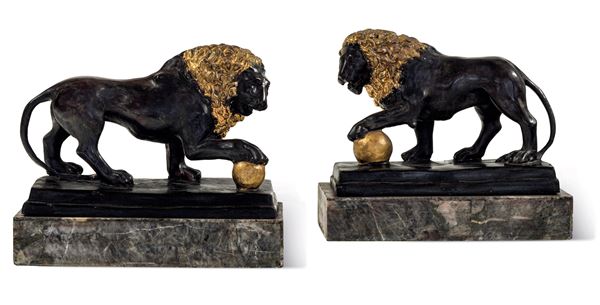 Coppia di leoni. Scultore del XIX-XX secolo