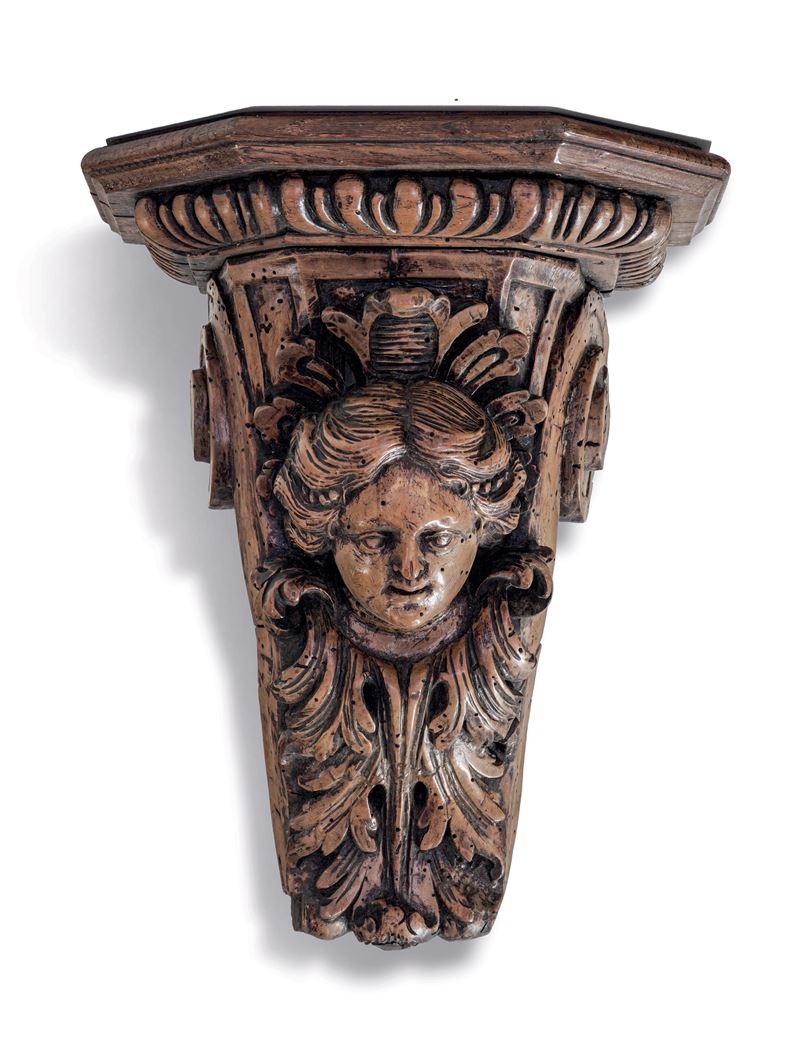 Mensola in noce intagliato. XVIII secolo  - Auction Six Centuries of Arts and Furnitures - III - Cambi Casa d'Aste