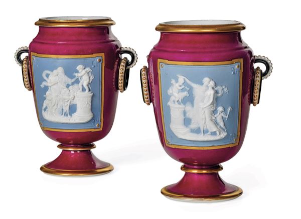 Coppia di vasi Francia, Limoges, Manifattura Henri Ardant, 1860-1890 circa 
