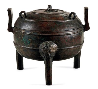 Incensiere Tripode in Bronzo di Forma Arcaica con Coperchio, Cina, Dinastia Song (960-1279)