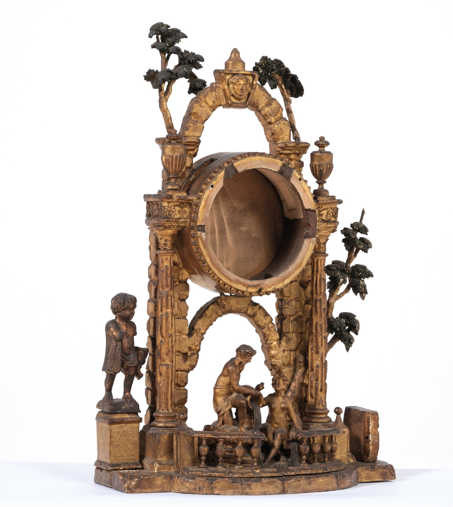 Cassa da Orologio in Legno Scolpito e Dorato, XVIII-XIX Secolo