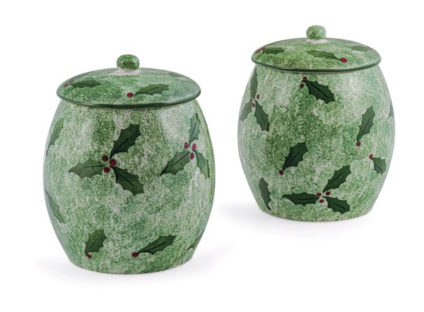 Coppia di potiches a tema natalizio Italia, Montelupo Fiorentino, seconda metà del XX secolo