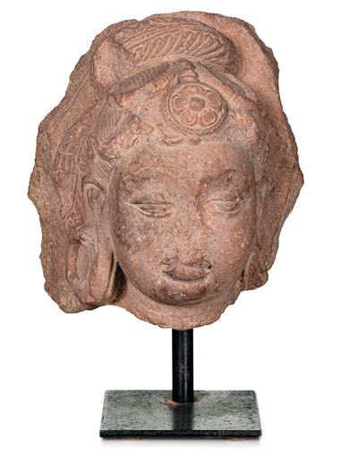 Testa Scolpita in Pietra Raffigurante Maitreya, Gandhara, II Secolo
