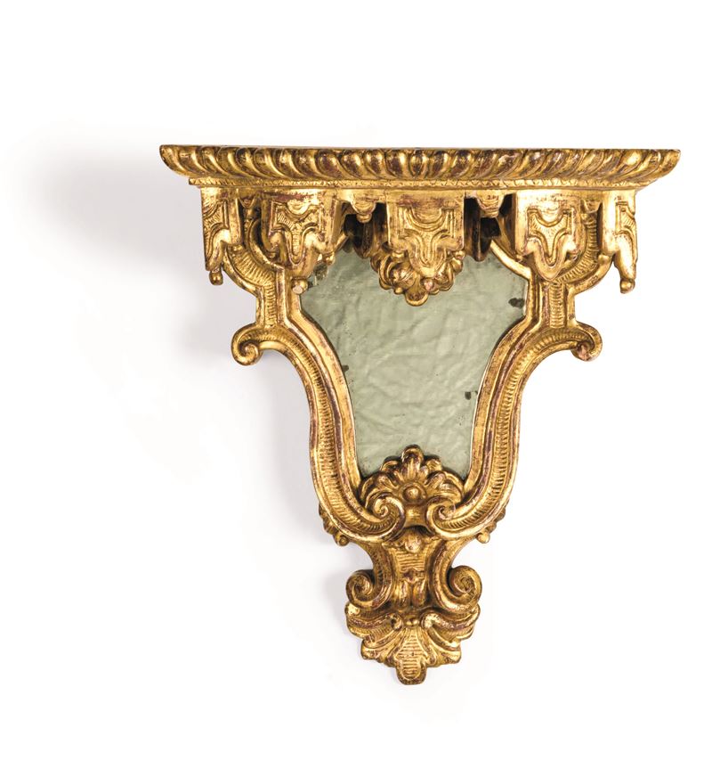 Mensola in legno intagliato e dorato. XIX secolo  - Auction Six Centuries of Arts and Furnitures - III - Cambi Casa d'Aste