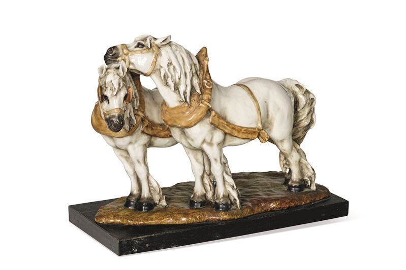 Gruppo con cavalli, XX secolo   - Auction Six Centuries of Arts and Furnitures - III - Cambi Casa d'Aste