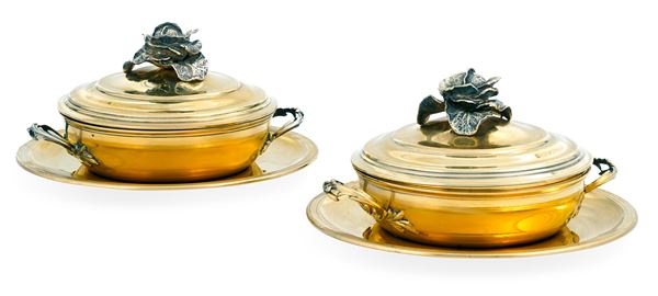 Coppia di ecuelles. Francia XIX-XX secolo, marchio dell'argentiere non identificato