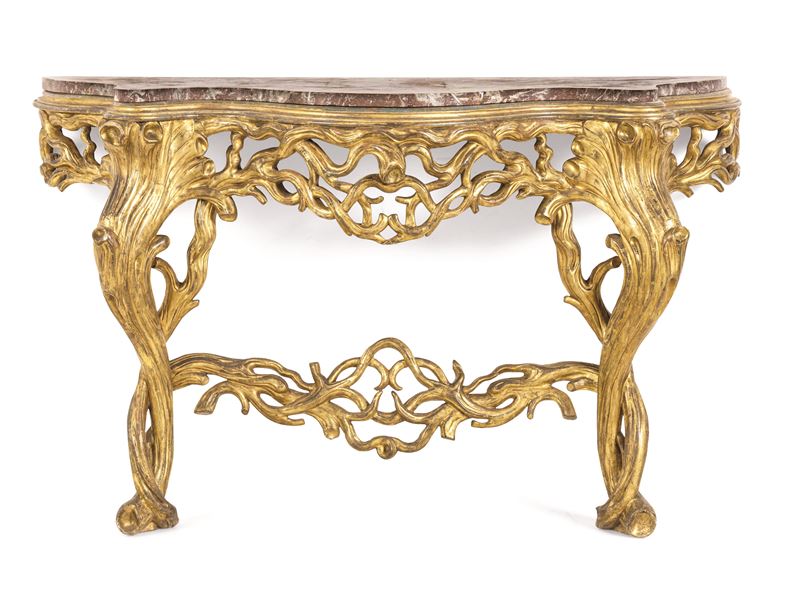 Consolle in legno dorato. XIX-XX secolo  - Auction Six Centuries of Arts and Furnitures - III - Cambi Casa d'Aste