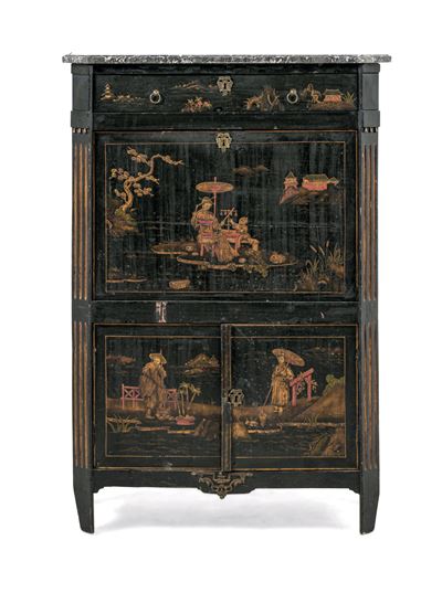 Secretaire Laccato a Chinoiserie. Inghilterra, XIX Secolo