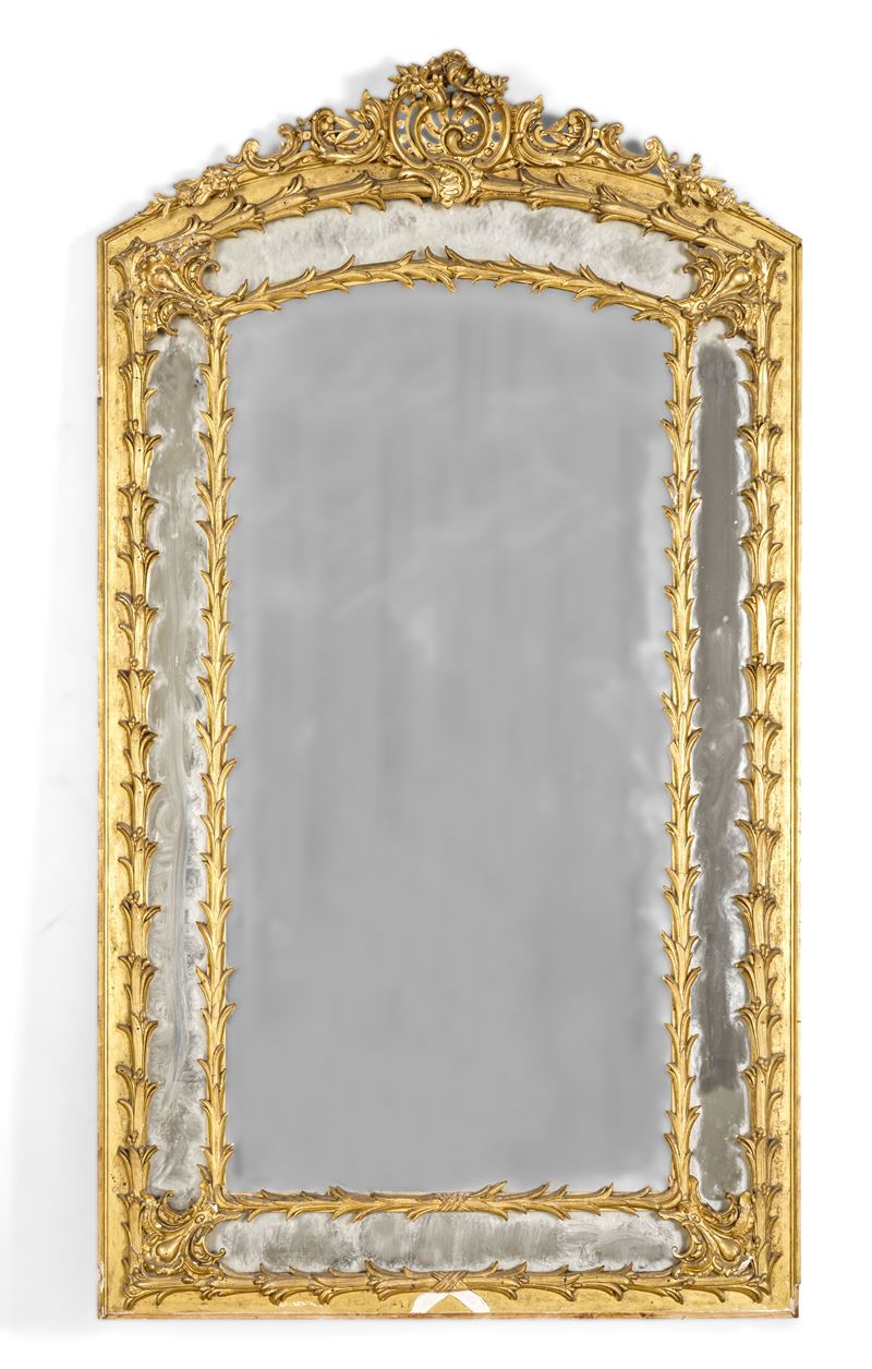 Grande specchiera a doppio ordine. XIX-XX secolo  - Asta Sei Secoli di Arti e Arredi - III - Cambi Casa d'Aste
