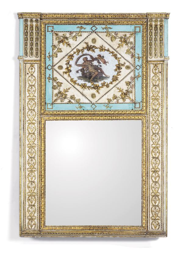 Caminiera in legno intagliato, laccato e dorato. Piemonte, fine XVIII secolo