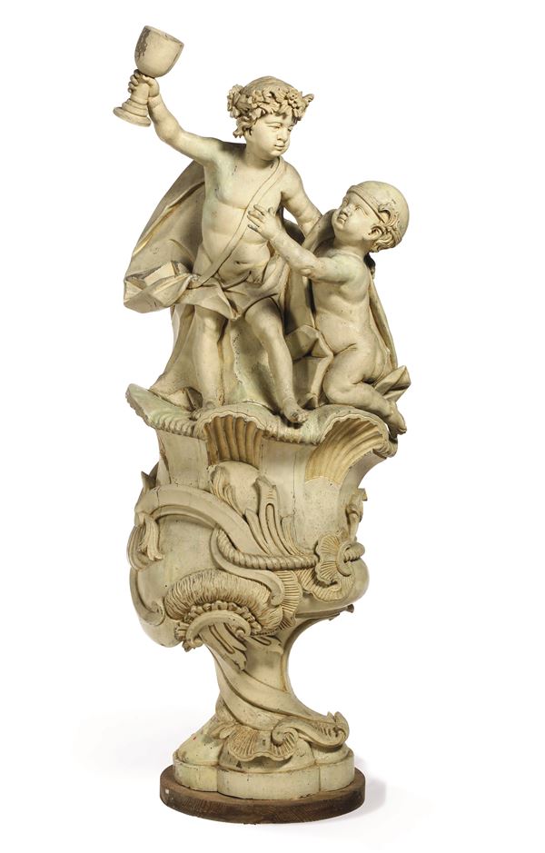 Gruppo allegorico con putti. Scultore d’oltralpe neobarocco del XIX secolo