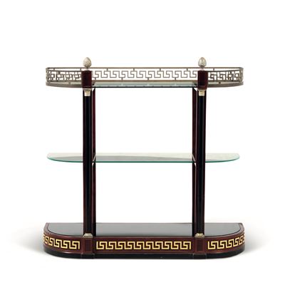 Libreria Console in Mogano e Ottone. XX Secolo