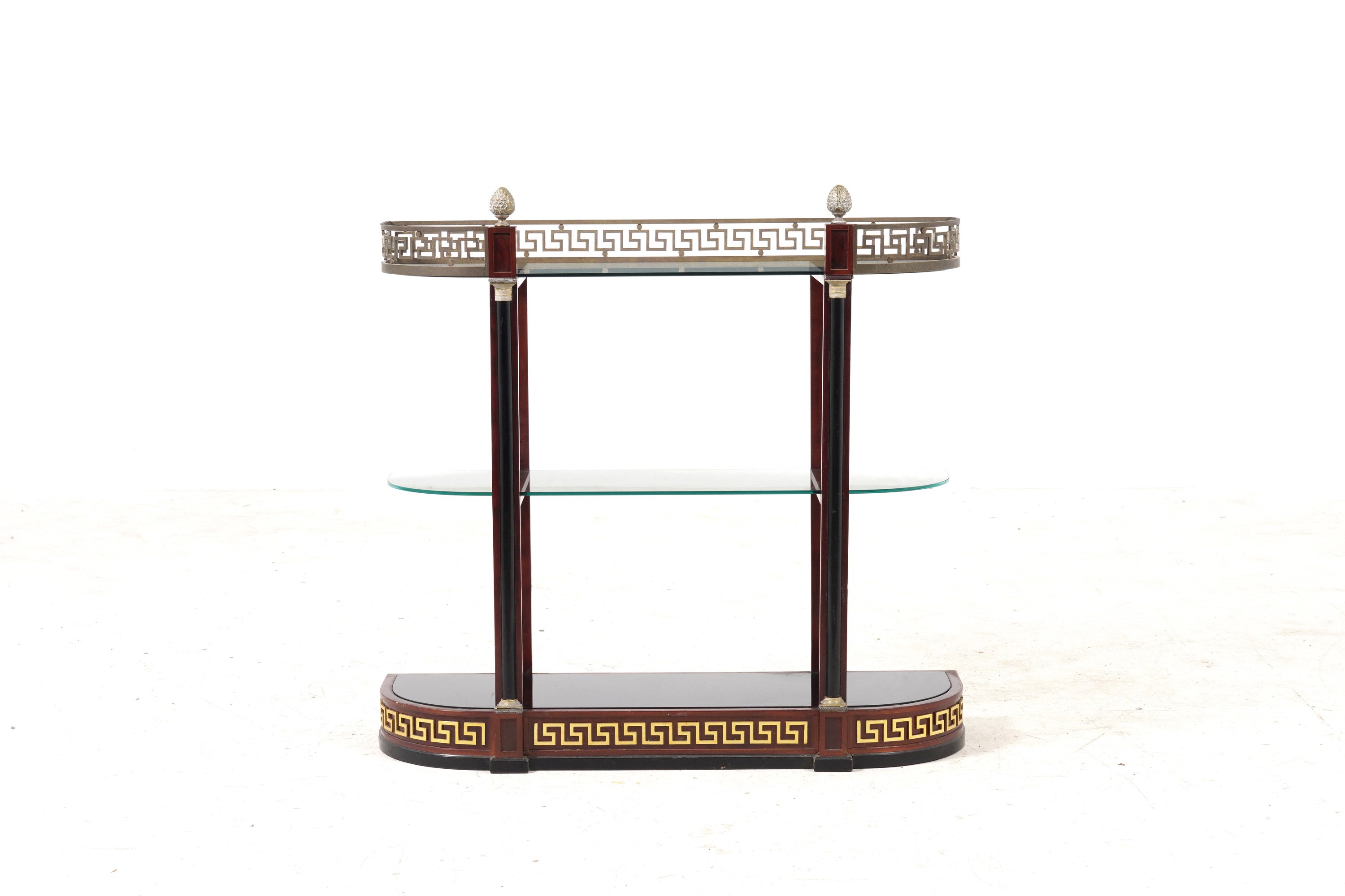 Libreria Console in Mogano e Ottone. XX Secolo