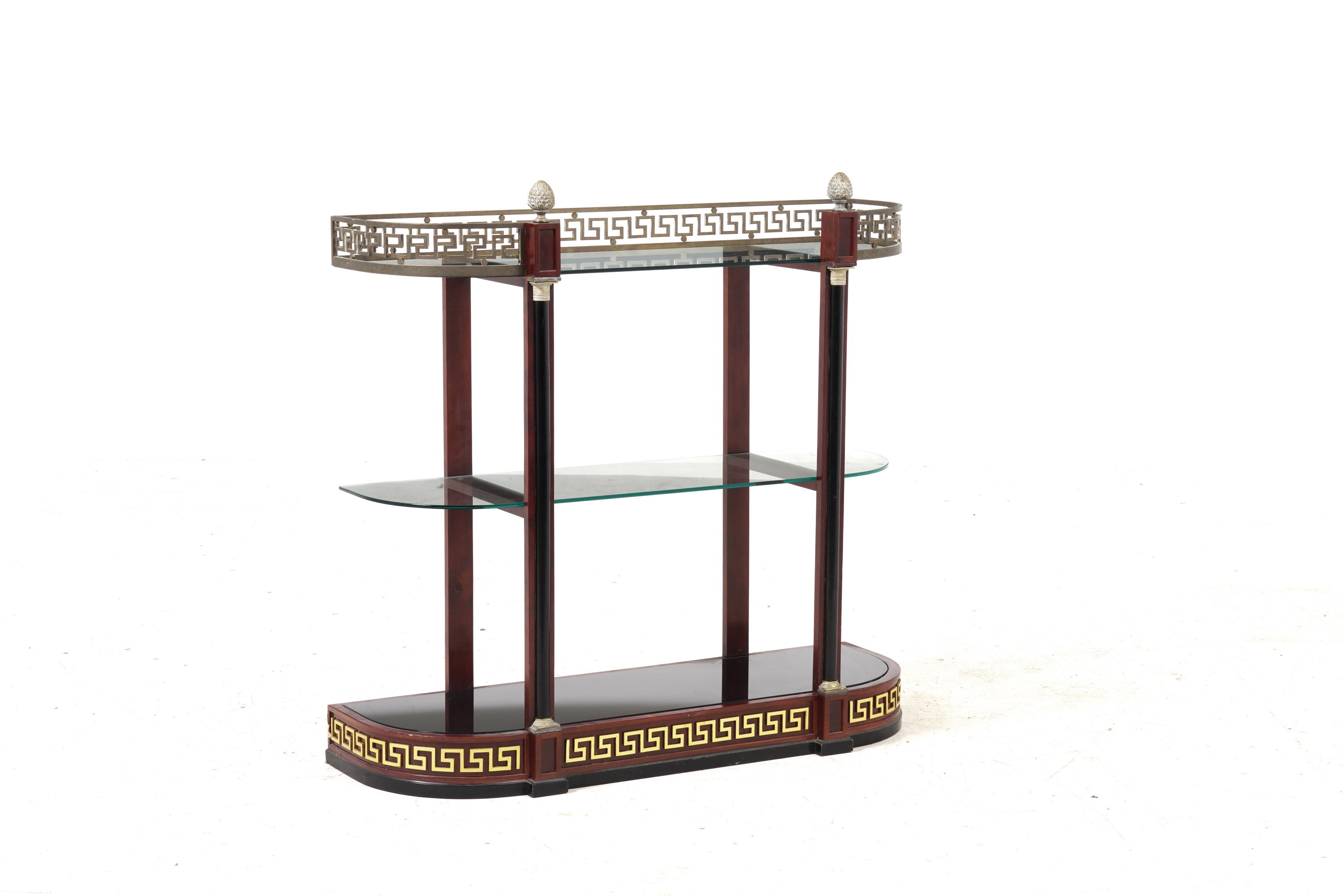 Libreria Console in Mogano e Ottone. XX Secolo