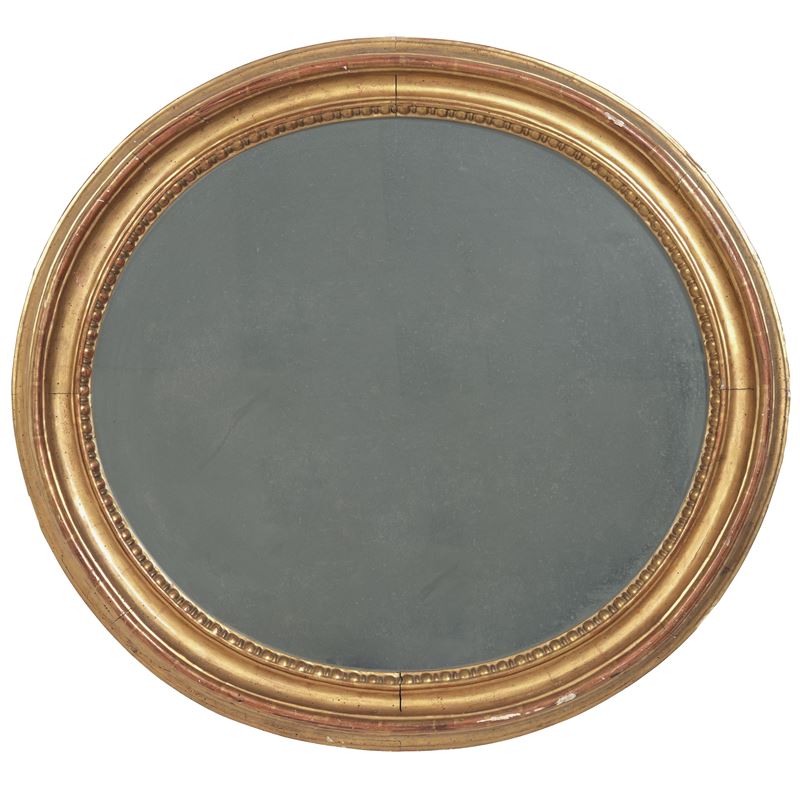 Specchiera ovale in legno dorato. XIX secolo  - Asta Sei Secoli di Arti e Arredi - III - Cambi Casa d'Aste