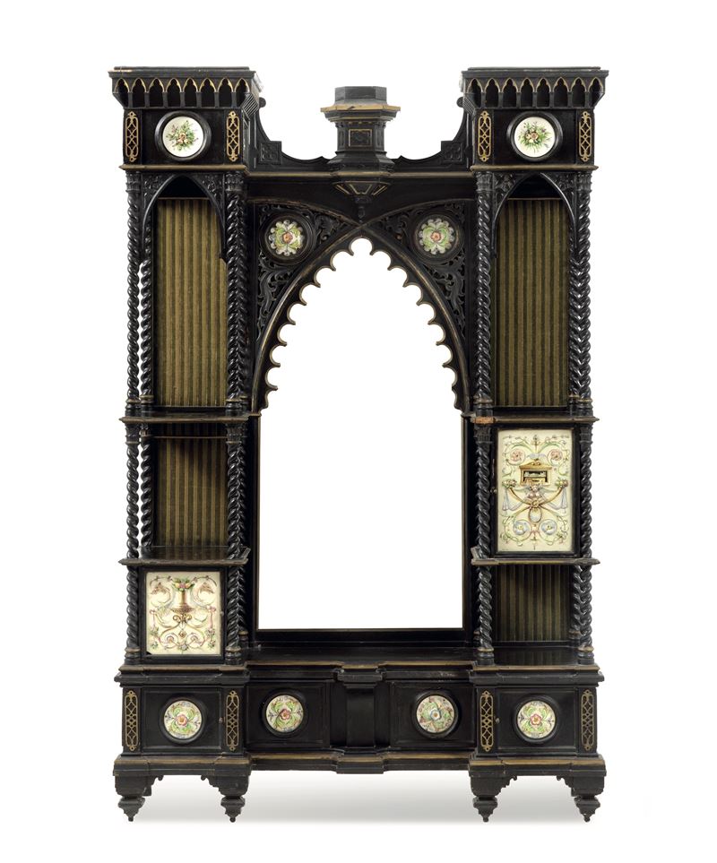 Etagere neogotico in legno ebanizzato. XIX-XX secolo  - Asta Sei Secoli di Arti e Arredi - III - Cambi Casa d'Aste