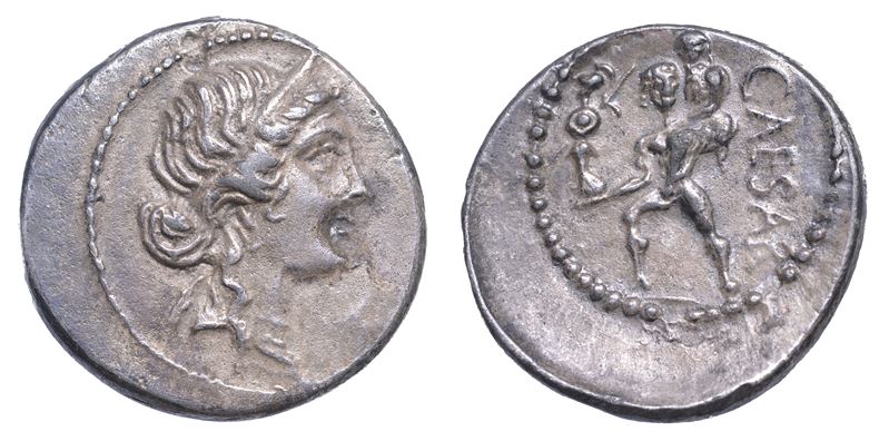 GIULIO CESARE, +44. Denario, anni 47-46. Africa.  - Auction Numismatics - Cambi Casa d'Aste