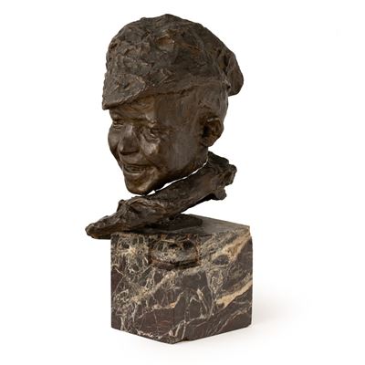 Biricchino, scultura in bronzo su base in marmo